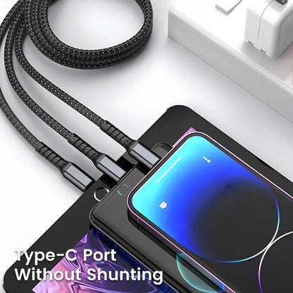 ⚡ 100W 3-in-1 Fast Charging Nylon Braided Cable