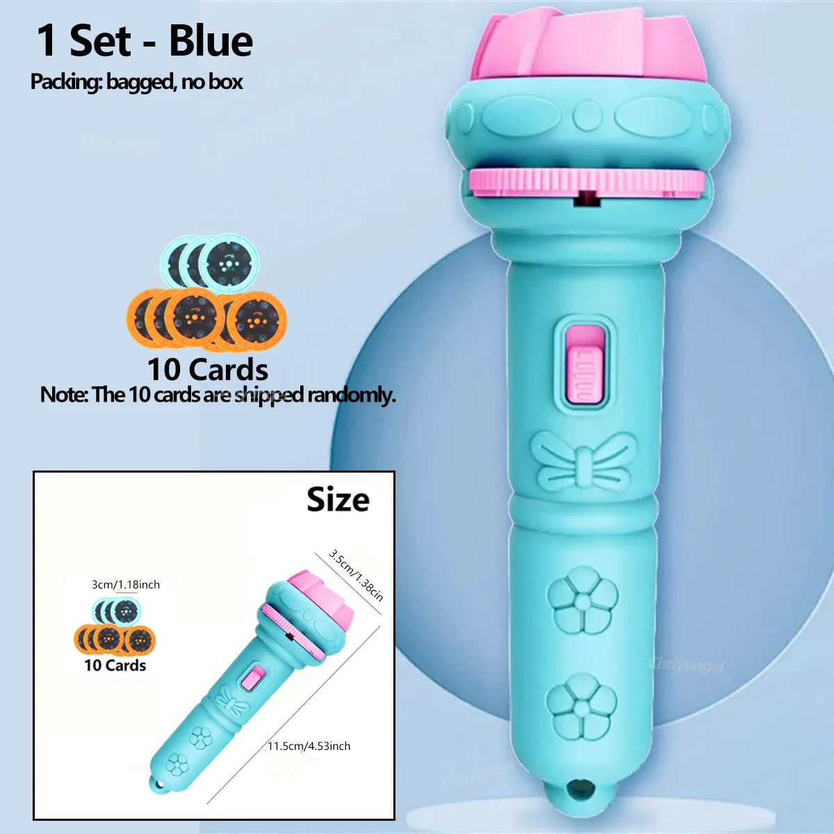 Kids Cartoon Projector Flashlight - 10 Slide Cards Bedtime Story Toy for Children